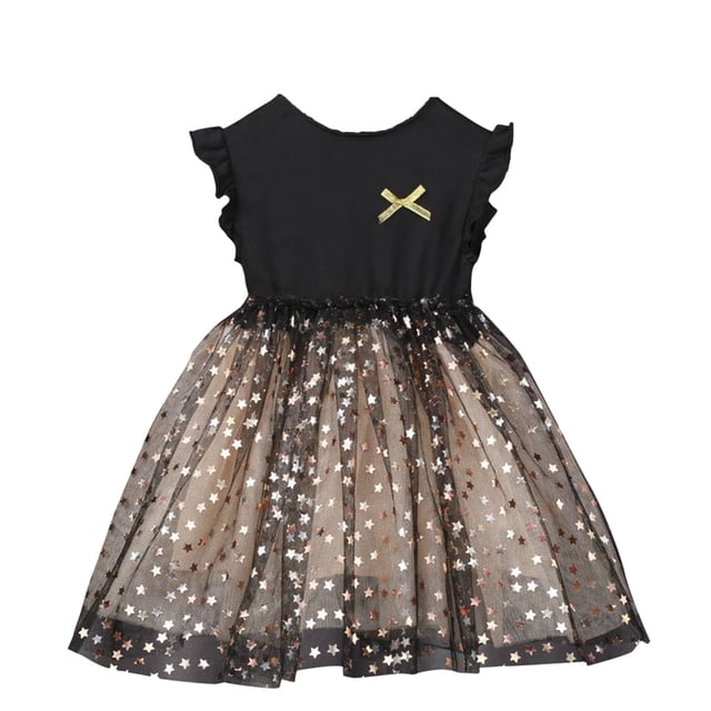 vdgthytj Robe en Tulle pour Bébé Fille Col Rond Volants Sans Manches Robe Princesse Ligne A Fête Anniversaire