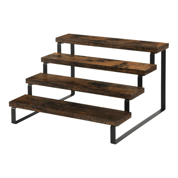 Estante para condimentos Organizador de condimentos Estante de madera escalonado Exhibidor multiusos 4 capas