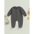 thumbnail image 2 of Wassery Toddler Baby Rompers Long Sleeve Front Button Jumpsuit Pants with Pockets 0-24 Months Newborn Infant Cute Clothes for Boys Girls, 2 of 8