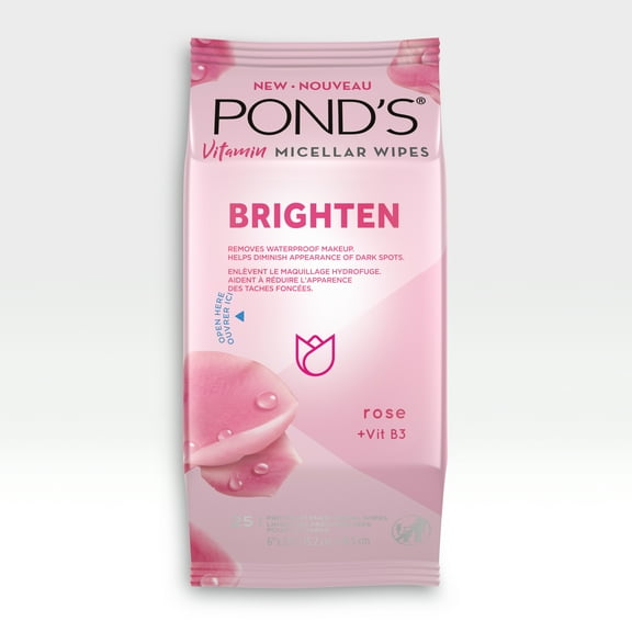 Pond's Vitamin Micellar Wipes Brighten Rose, 25 Wipes