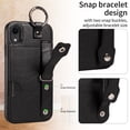 thumbnail image 5 of SaniMore Case for iPhone XR, PU Leather Durable [Back Card Slots] Wristlet Kickstand Buckle Protective Bumper Cover Shockproof Anti-fall/Anti-scratch for Ladies, Black, 5 of 10