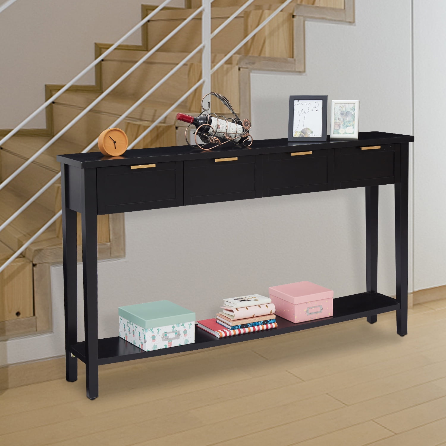 Kinbor Modern Entryway Console Table, Black