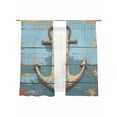 Brown Nautical Anchor Sheer Curtains for Living Room Bedroom Vintage