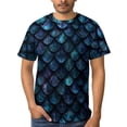 thumbnail image 4 of LAOLIUSN Men’s All Over Print Scale Pattern T-Shirt, Mermaid Dragon Scales Graphic Tee, Short Sleeve Crewneck,Sizes S-4XL, 4 of 7