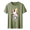 thumbnail image 3 of Tops de Cuello Alto para las Mujeres Amante Impreso Camiseta Cuello Redondo Manga Corta, Poliéster Spandex, 3 of 7