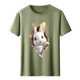 thumbnail image 3 of Tops de Cuello Alto para las Mujeres Amante Impreso Camiseta Cuello Redondo Manga Corta, Poliéster Spandex, 3 of 7