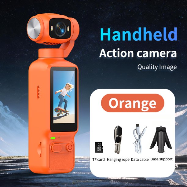 1080P HD Handheld Action Camera, 1.97" Screen Pocket Sports Camcorder with 180° Rotating Lens, Fill Light, Slow Motion & Time Lapse, 4H Battery Life, for Vlogging, Cycling, Outdoor Sports
