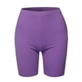 thumbnail image 2 of A2Y Women's Basic Solid Premium Cotton Mid Thigh High Rise Biker Bermuda Shorts Lilac Grey 4XL, 2 of 5