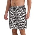 thumbnail image 2 of Cauagu Black White Stripes Print Men's Swim Trunks,Hawaiian Bathing Suit Swimsuits Beach Shorts with Pockets for Men Quick Dry Swimming Board Shorts-3X-Large, 2 of 6