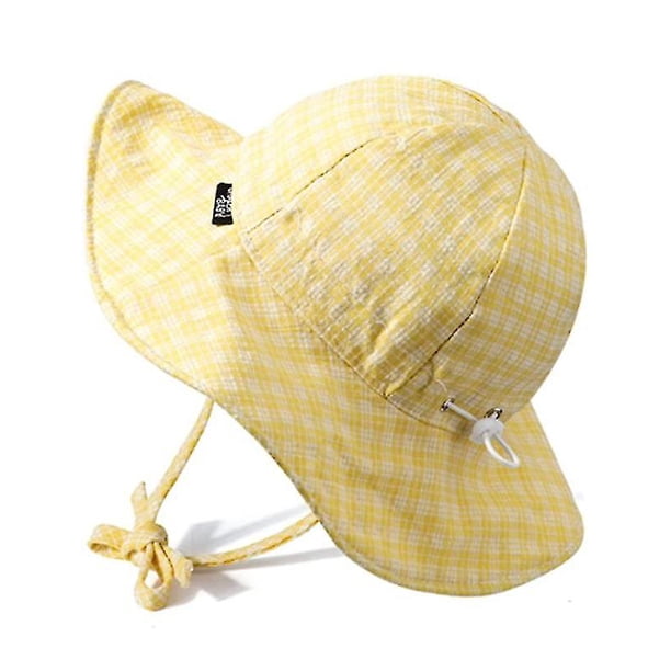 Sombrero de algodón tipo cubo para niños, sombrero de verano para niños con protección solar UPF50, ala ancha, color beige