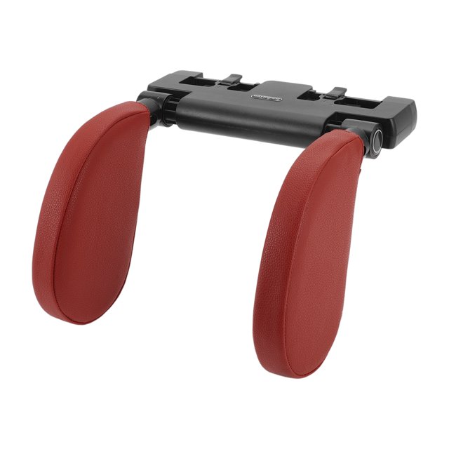 Unique Bargains Car Headrest Pillow Ergonomic Comfortable Neck Pillow Neck Support Pillow ABS,Memory Foam Leather Hidden Hook Adjustable width Black,Red 1 Set