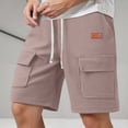 thumbnail image 2 of MIXUE Mens Shorts Summer Cargo Solid Color Elastic Waist Drawstring Fashion Loose Sports Daily-Wear,Brown,S, 2 of 8
