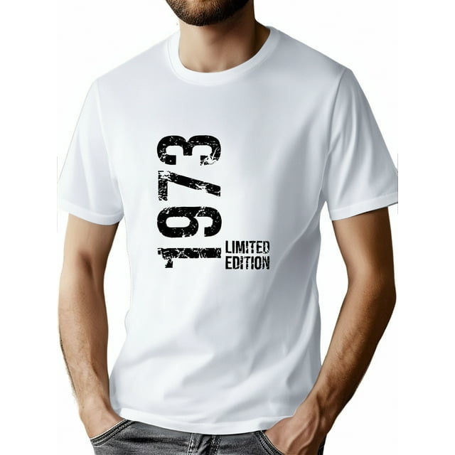 Men's Summer Casual T-Shirt with 1973 Letter Print - Breathable Polyester, Crew Neck, Short Sleeve - Perfect for Daily Wear & Sports Tee For Adult, Men, Women, Teen, Teenager, Adolescent, Youth