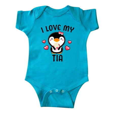 

Inktastic I Love My Tia with Cute Penguin and Hearts Gift Baby Girl Bodysuit
