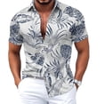 thumbnail image 4 of BUWTTER Mens Shirts Short Sleeve Tropical Button Down Loose Fit Vacation Casual Summer Beach Shirt Blue L, 4 of 4