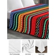 thumbnail image 5 of King Size Flat Sheet Only, Boho Red Stripes Soft Brushed Microfiber Bed Sheets, Colorful Mexico Blue Green Yellow Hotel Quality Breathable Bedding Top Sheet, Easy Care, 105"x98", 5 of 9
