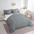 thumbnail image 3 of Homewish Modern Geometric Checkered 7pcs Bedding Comforter Set,Vintage Aesthetic Queen Bedding Sets,Pink Green Queen Sheet Sets For Girls Boys,Microfiber Bedroom Decor Reversible, 3 of 8
