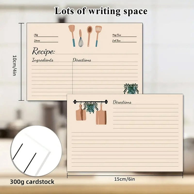 Recipe Cards 4X6Inches Set of 300 Double Sided Thick Cardstock Blank Recipe Cards for Mom, Sister, Daughter, Friend Gift