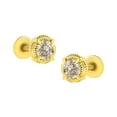 thumbnail image 3 of 14K Yellow Gold Plated .925 Sterling Silver 1/3 cttw Diamond Modern 4-Prong Solitaire Milgrain Stud Earrings (K-L Color, I2-I3 Clarity), 3 of 8