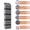 thumbnail image 6 of Yalumo Over The Door Organizer Storage, Hanging Closet Organizer with 5 Large Pockets 10 Mesh Side Pockets, Grey, 6 of 7