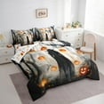 thumbnail image 4 of Manfei Magic Halloween Witch Twin Bedding Sets 7-Piece for Kids, Neon Orange Pumpkin Bedding Comforter Set, Spooky Jungle Reversible Sheet Sets, Lightweight Room Decor, 4 of 8