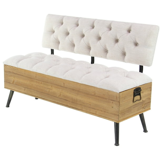 DecMode 48" x 30" White Wood Industrial Storage Bench