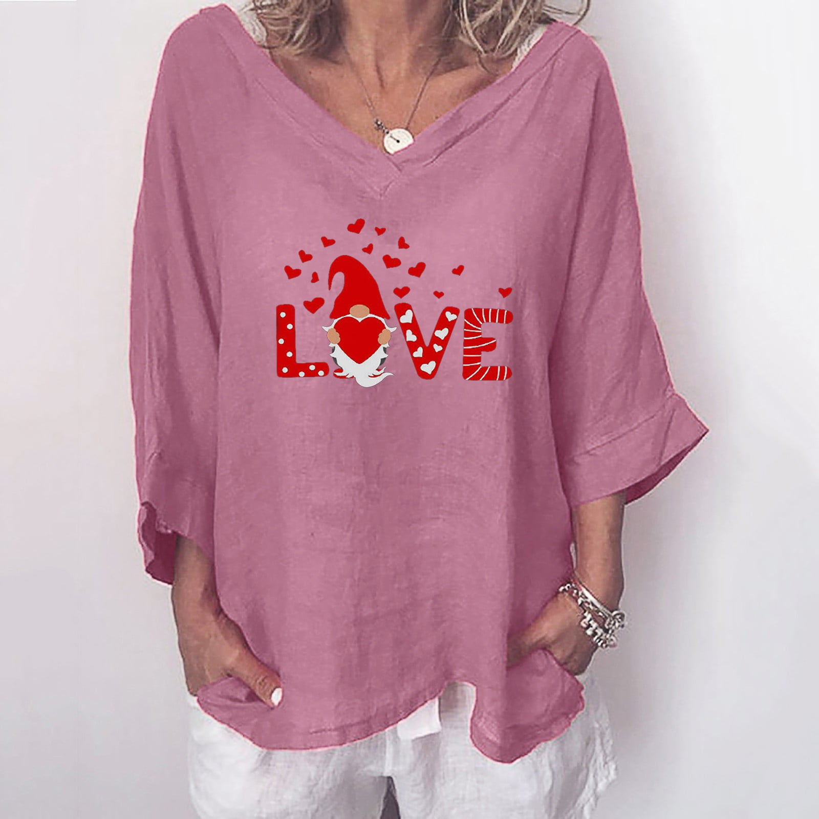 Cotton Jumper Tops Ladies Heart T-Shirt 