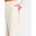 thumbnail image 4 of No Boundaries Brushed Knit Waffle Cargo Sleep Pants, 31” Inseam, Women’s and Women's Plus, 4 of 5