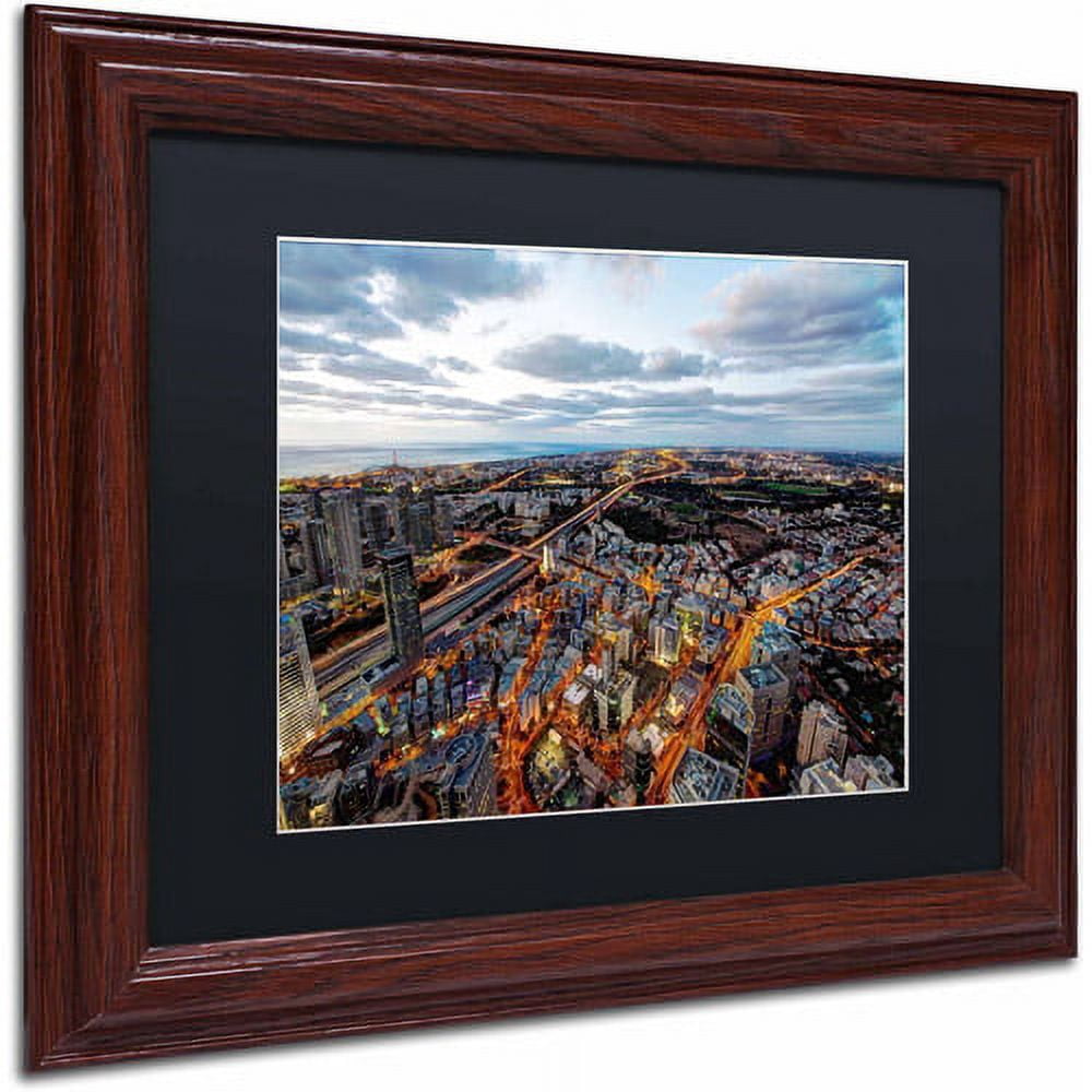 Trademark Fine Art "Tel Aviv - Israel-III" Canvas Art by David Ayash, Black Matte, Wood Frame