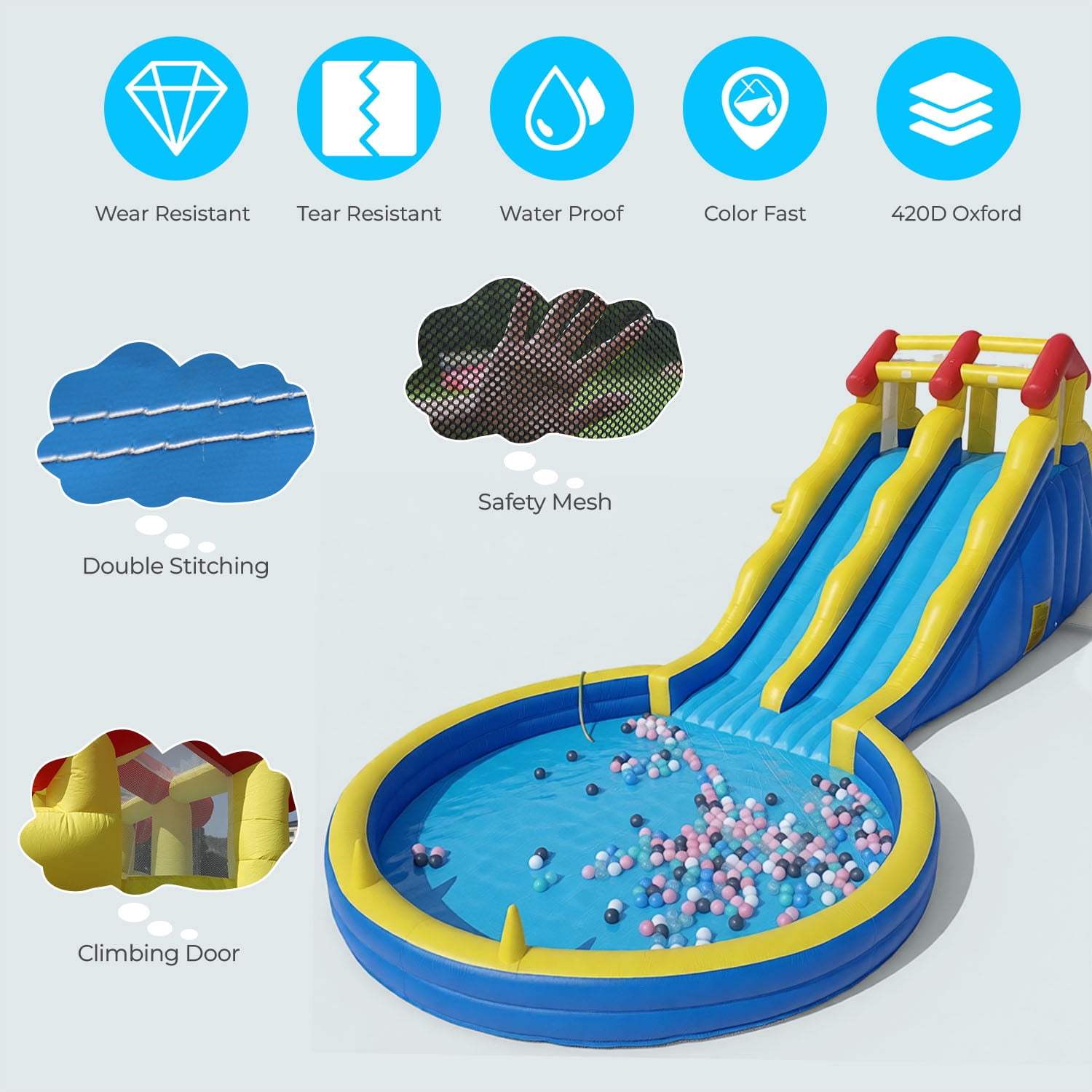 TRYSET 26FT Inflatable Water Slide Kids Bounce House Water Park w/Splash Pool & Blower, Backyard Outdoor Party