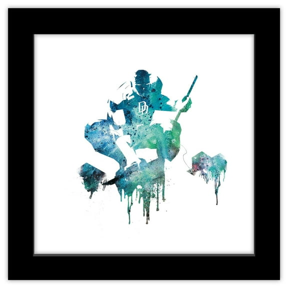 Gallery Pops Marvel Comics Daredevil - Rooftop Watercolor Wall Art, Black Framed Version, 12" x 12"