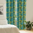 thumbnail image 2 of Ambesonne Floral Curtains, Exotic Flowers Illustraiton, Pair of 28"x95", Dark Mauve Yellow Green, 2 of 5