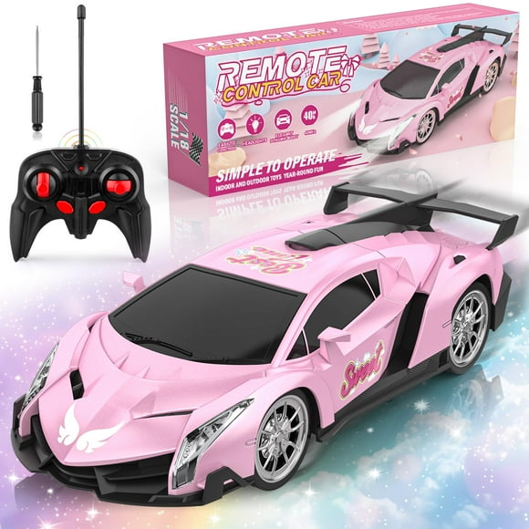 Coche a control remoto Growsland Pink 1:18 para niños de 3 a 9 años