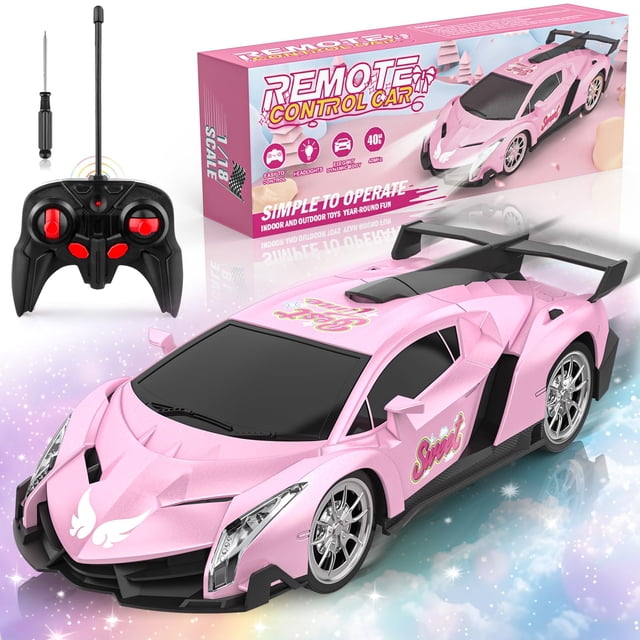 Coche a control remoto Growsland Pink 1:18 para niños de 3 a 9 años