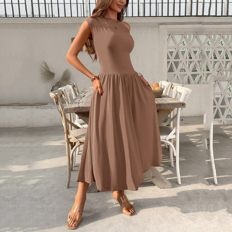 Xixinqiwan Women Dress,Women's Sleeveless Maxi Dress Patchwork Tank Top  Flowy Dress Summer Beach Tiered Long Sundress - Walmart.com