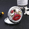 thumbnail image 3 of Red Lips Lipstick Bag Pattern Double-sided Makeup Mirror Folding Mirrors Crystal Pocket Magnifying Compact Mirror Party Favors (Moonlight), 3 of 7