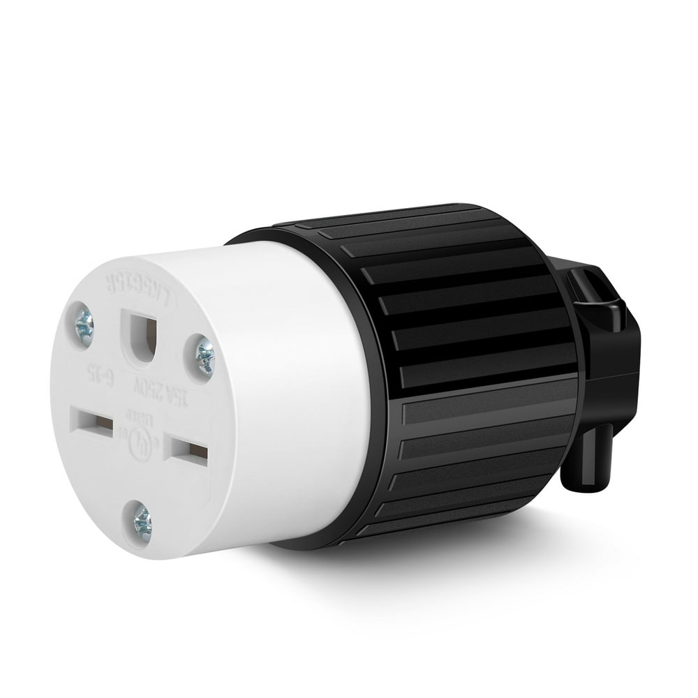 Female Plug End Grounded Plug Replacement, Horizontal 15A Amps 250V