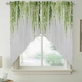 thumbnail image 2 of Sage Green Swag Curtains for Kitchen/Bedroom/Living Room, Summer Botanical Leaves Watercolor Scalloped Curtains 63 Inch Long, Rod Pocket Window Swag Topper Curtains Valances 2 Panels Set 36"x63", 2 of 8