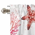 thumbnail image 4 of Kitchen Window Curtains Valance and Tier Set, Red Starfish Coral Fish Rod Pocket Tier Curtains and Valance 3 Piece Set, Abstract Ocean Life Light Filtering Window Treatment for Bedroom Living Room, 4 of 9