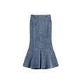 thumbnail image 3 of Vintage Slim High Waist Split Mermaid Skirt Women Plus Size Long Skirt Bag Hip Female Casual Fashion Denim Skirt Autumn New-Blue-4XL, 3 of 7