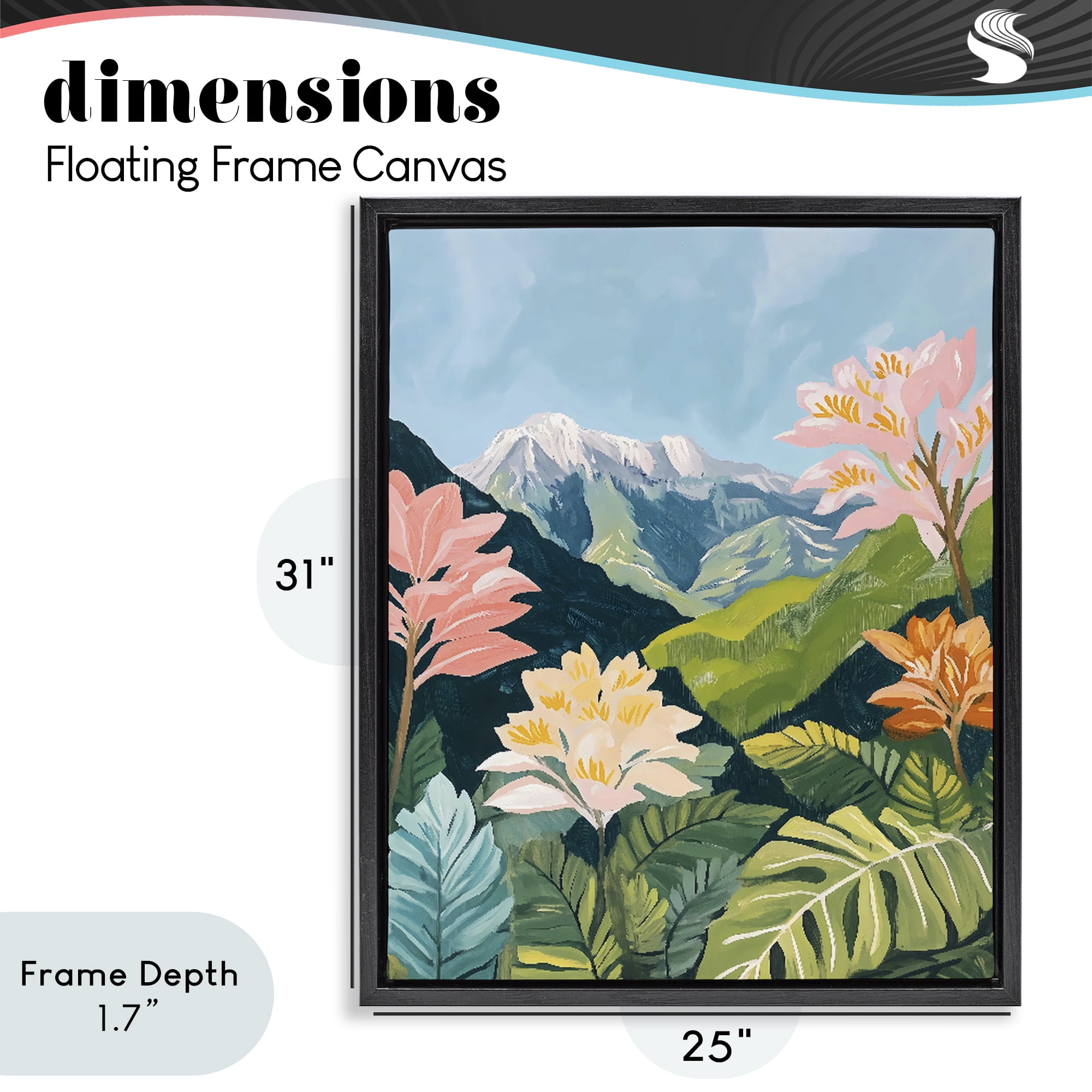 Stupell Industries Tropical Mountain Landscape Black Framed Floater Canvas Wall Art, design by The Prints Vibe