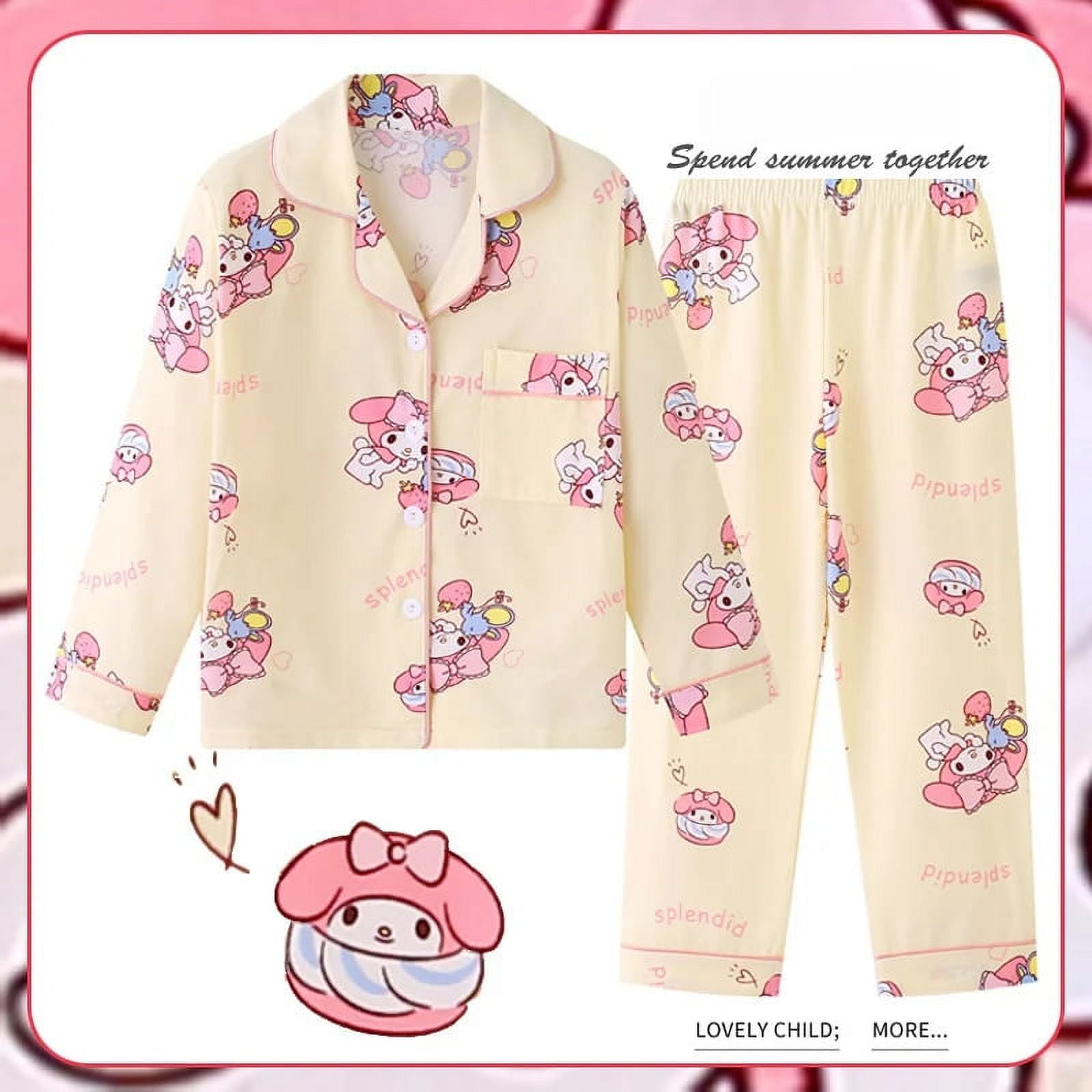 Kawaii Sanrio Hello Kitty Y2k Long Sleeve Pajamas Anime