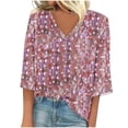 thumbnail image 1 of Fiudx Tops para Mujer Blusa de Manga Larga de Verano con Cuello En V para Mujer, Sexy, Casual, con Estampado Regular, 1 of 3