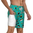 thumbnail image 2 of Kdxio Sushi Print Men'S Swim Trunks With Compression Liner 7 Inch Inseam Quick Dry Swim Shorts, 2 of 7