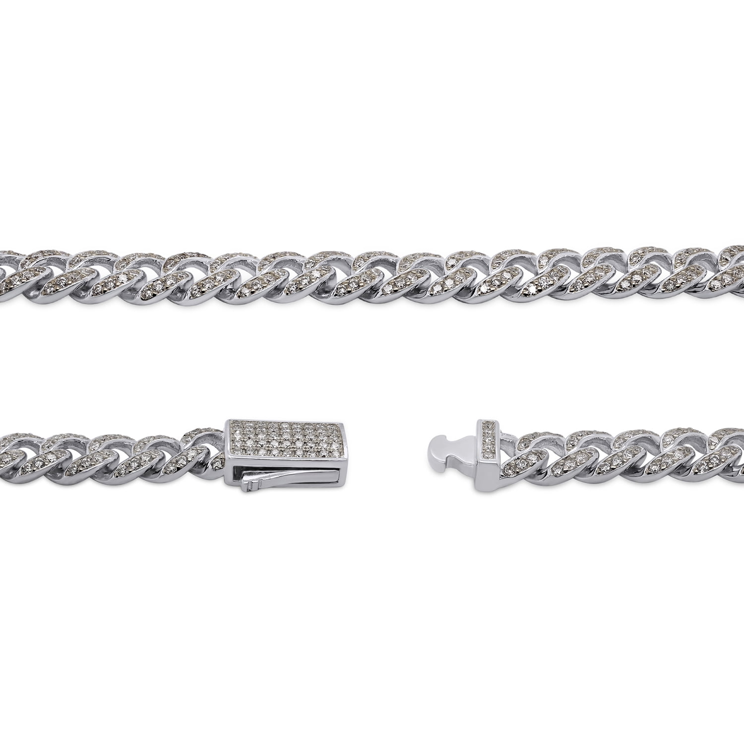 Round Cut Lab Created Moissanite Diamond 6MM Width Cuban Chain Bracelet For Men In 14k White Gold Over 925 Sterling Silver(G-H Color,VVS1 Clarity,3.00 Ct)