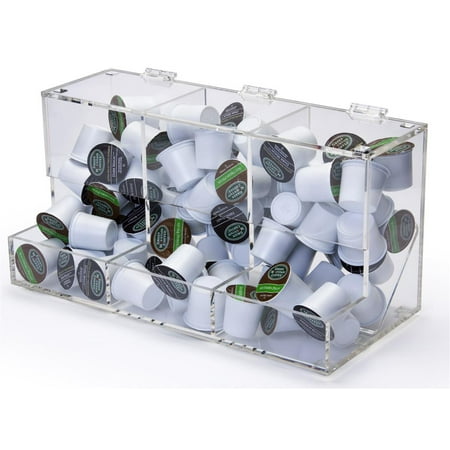 3-Compartment Storage Bin for Counters, Hinged Lid for Easy Refilling, Acrylic (Clear) (DSP6885SC3R)