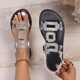 thumbnail image 2 of Women's Gladiator Flat Sandals, Wide Width Cutout Summer Sandals with Metal Buckle Detail, Non-Slip Casual Beach Shoes for Women, Breathable Walking Sandals, 2 of 10