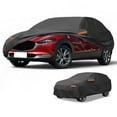 thumbnail image 1 of Funda para auto impermeable para todo clima, protección exterior completa contra el sol y la lluvia, con tiras reflectantes, negra para Mazda CX-30, 1 of 7