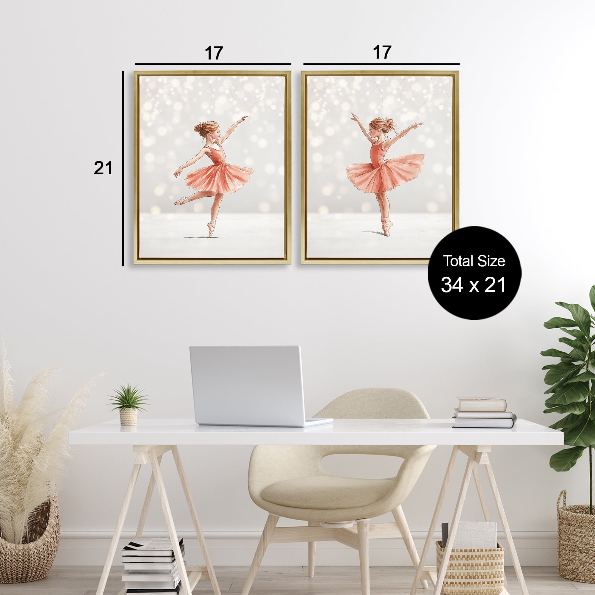 Stupell Industries Dancers In The Light 2 Piece Gold Framed Floater Canvas Set, design by Christine Simpson Art