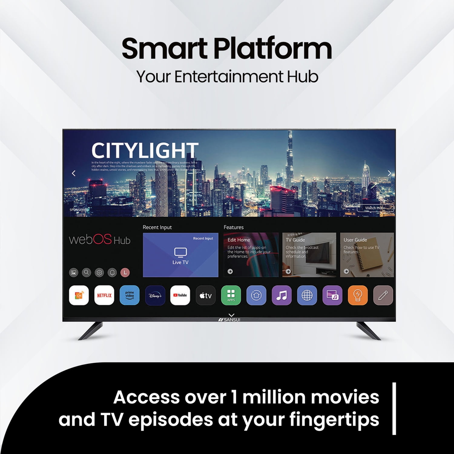 SANSUI 32" 1920 x 1080 LED Bluetooth/Wi-Fi Smart TV , S32VAFW